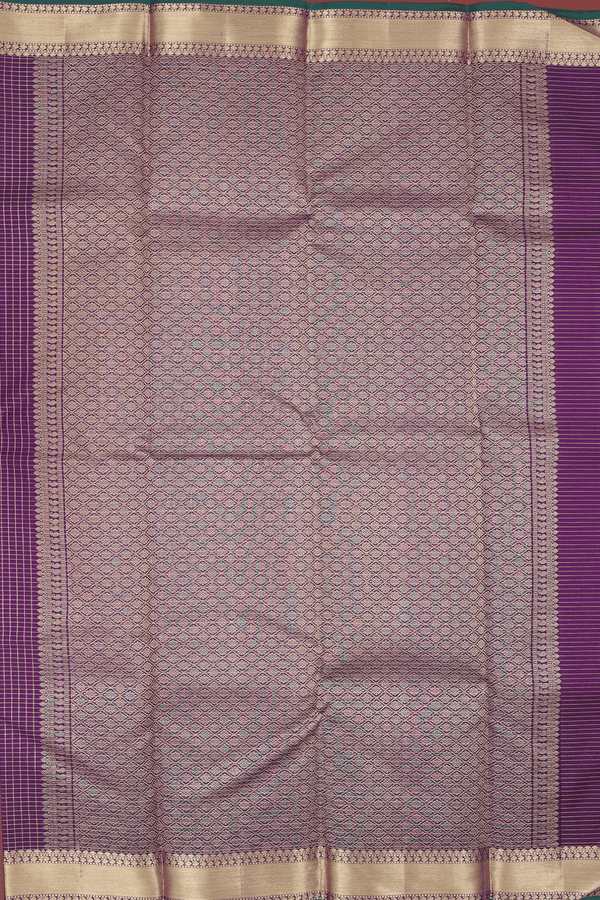 Kanchipuram Silk Saree In Grape Purple With Checks Design