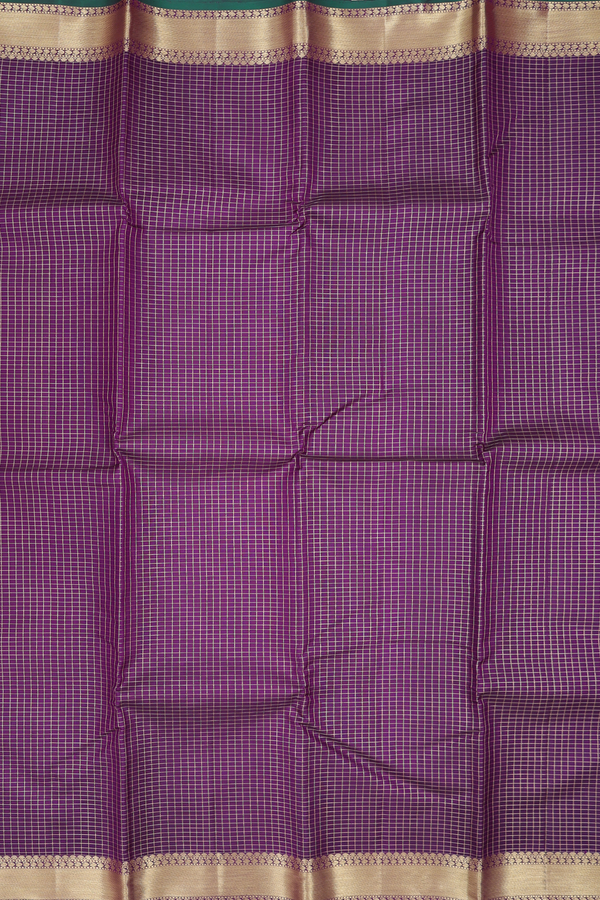 Kanchipuram Silk Saree In Grape Purple With Checks Design