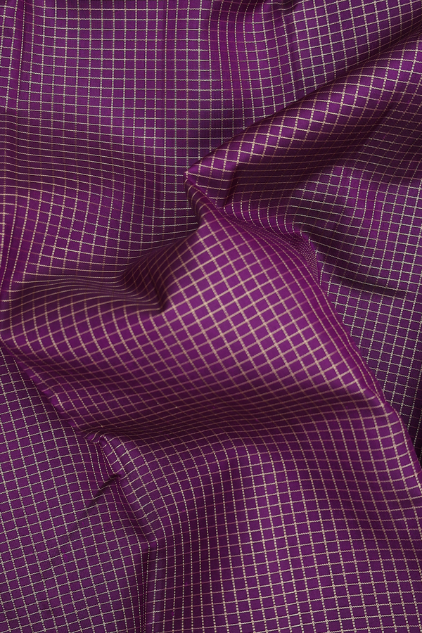 Kanchipuram Silk Saree In Grape Purple With Checks Design