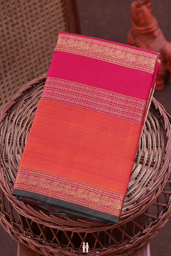 Kanchipuram Silk Saree In Light Brown With Zari Buttas