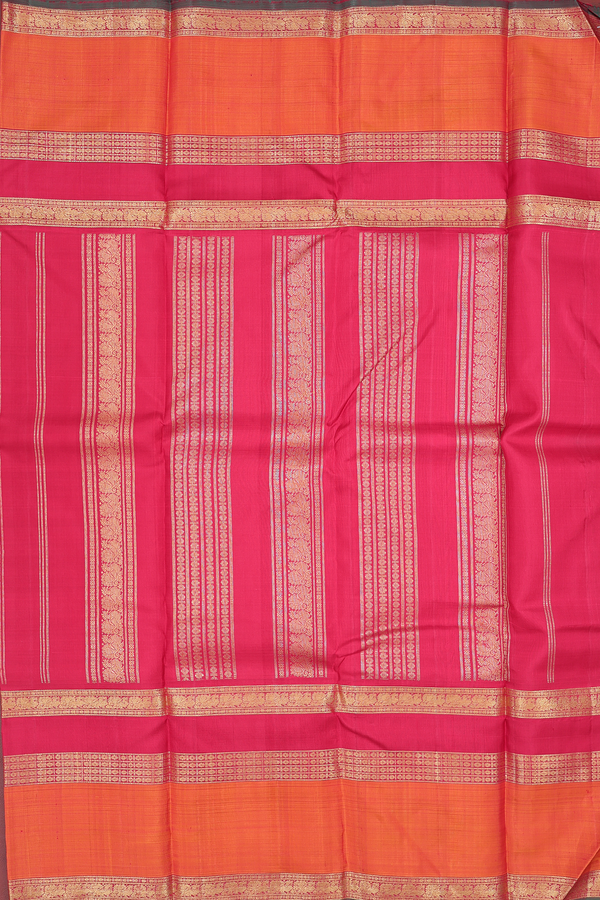 Kanchipuram Silk Saree In Light Brown With Zari Buttas