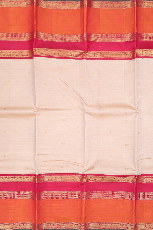 Kanchipuram Silk Saree In Light Brown With Zari Buttas