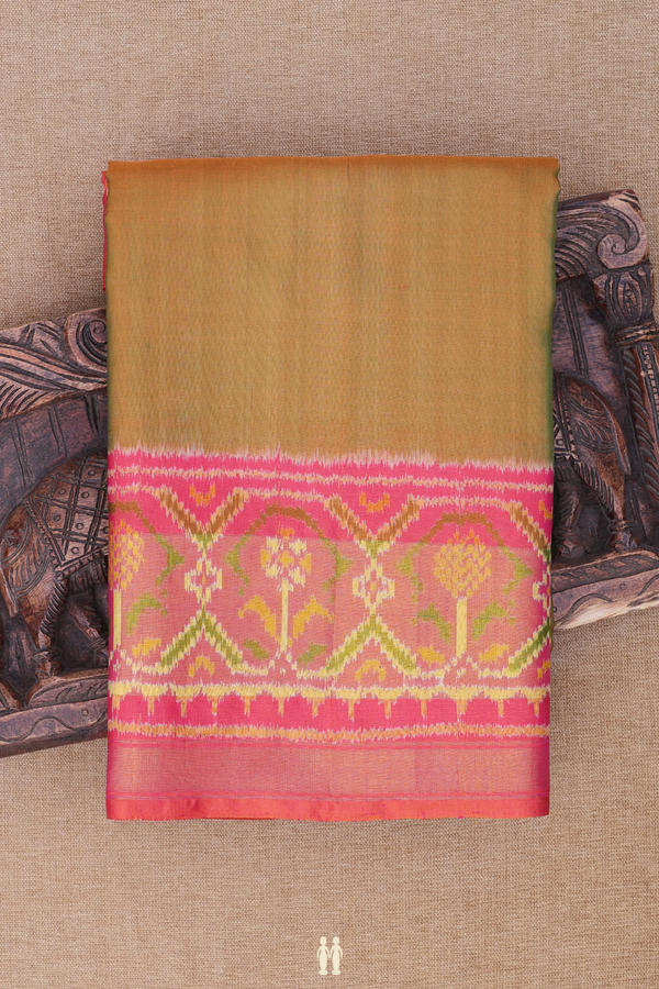 Patola Silk Saree In Plain Dual Tone With Contrast Border