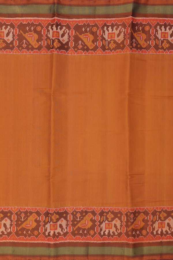 Patola Silk Saree In Royal Orange With Contrast Border