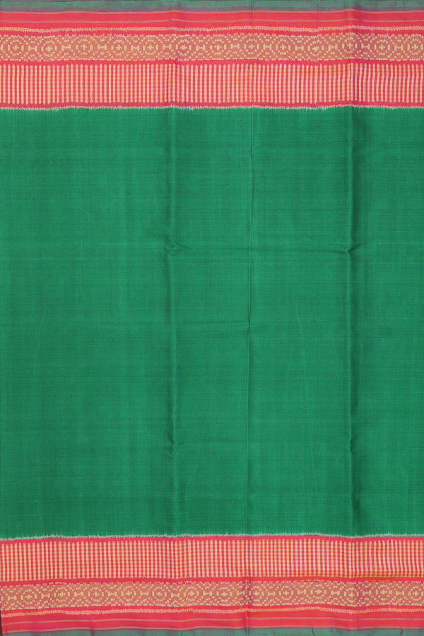 Patola Silk Saree In Emerald Green With Contrast Border