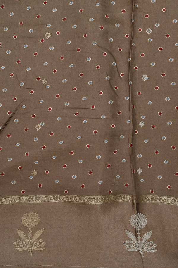 Modal Silk Saree In Brown With Ajrakh Printed Design