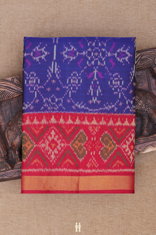 Patola Silk Saree In Blue With Allover Design