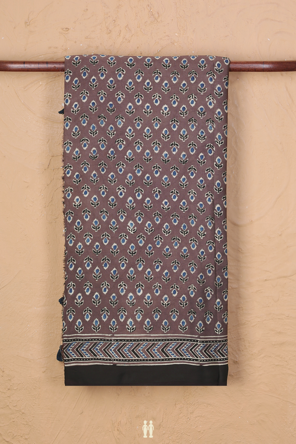 Modal Silk Saree In Brown With Floral Buttas