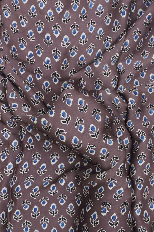Modal Silk Saree In Brown With Floral Buttas