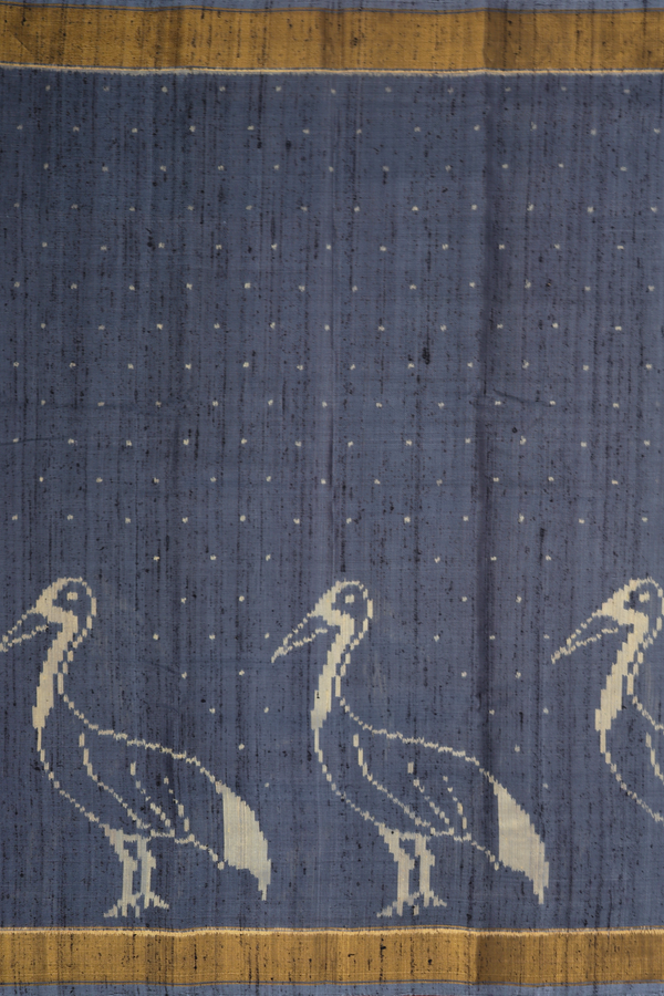 Patola Silk Saree In Grey With Printed Buttas