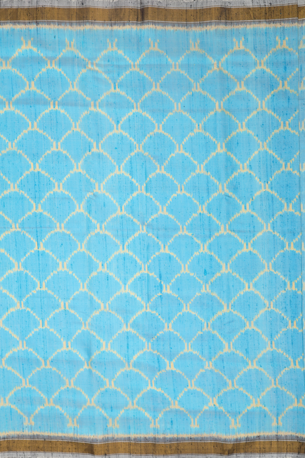 Patola Silk Saree In Deep Sky Blue With Scallop Design