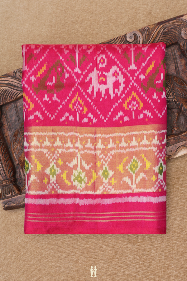 Patola Silk Saree In Rani Pink With Allover Design