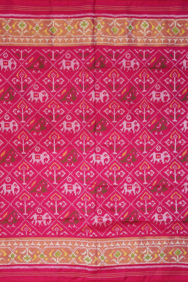 Patola Silk Saree In Rani Pink With Allover Design