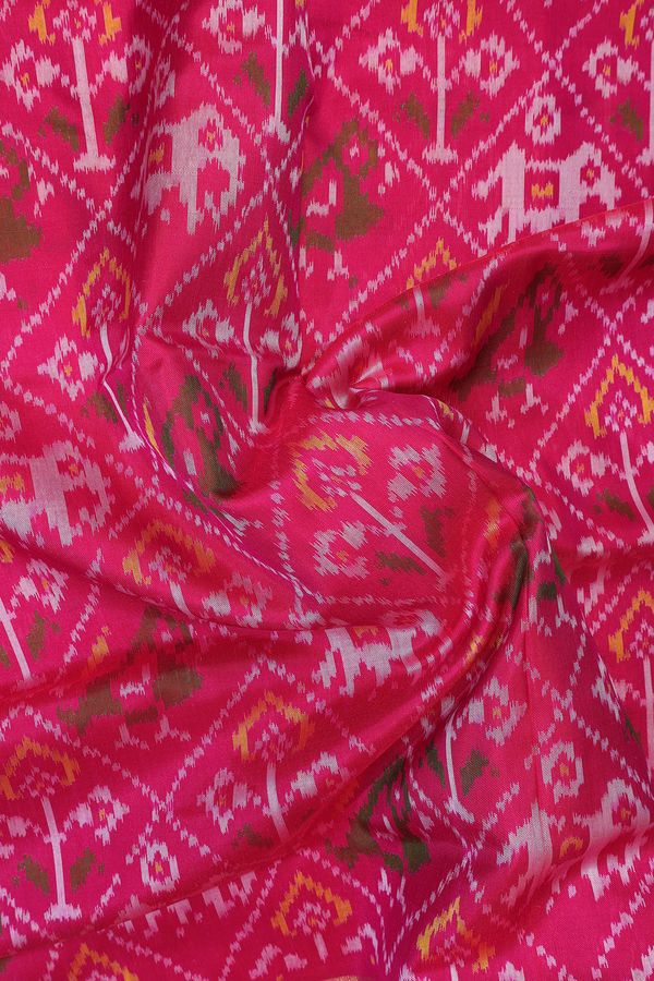 Patola Silk Saree In Rani Pink With Allover Design
