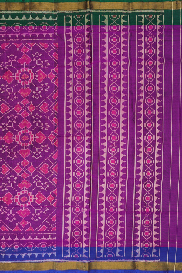 Patola Silk Saree In Purple Rose With Printed Design