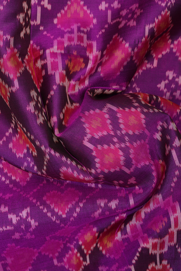 Patola Silk Saree In Purple Rose With Printed Design