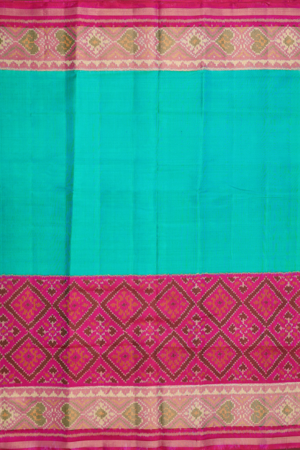 Patola Silk Saree In Peacock Green With Diamond Border