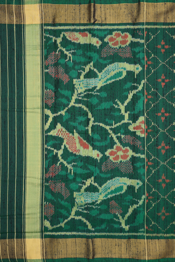 Patola Silk Saree In Emerald Green With Allover Design