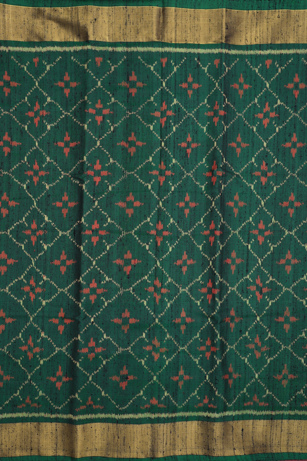 Patola Silk Saree In Emerald Green With Allover Design