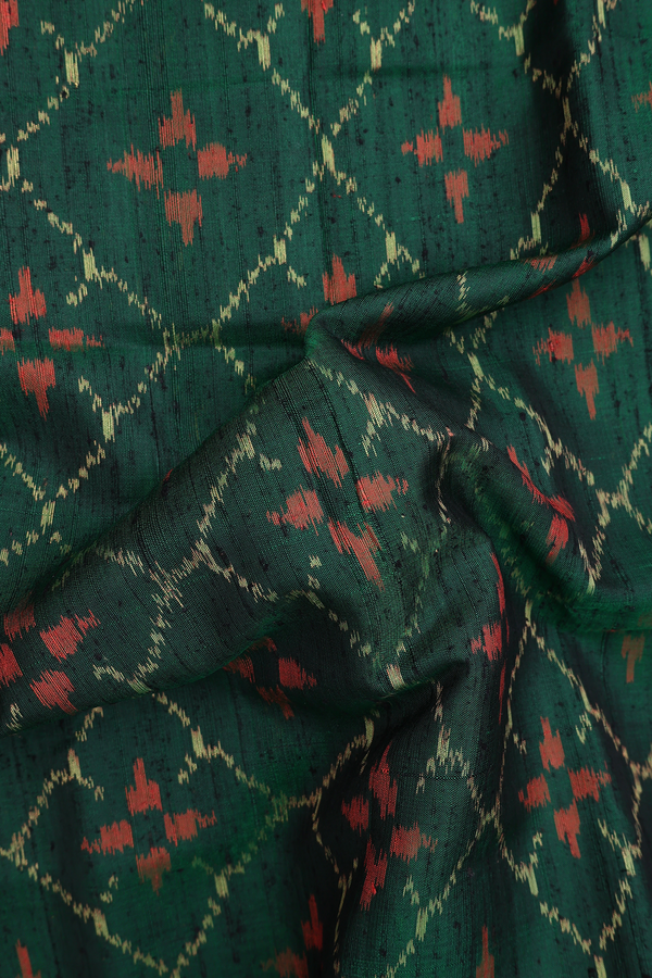 Patola Silk Saree In Emerald Green With Allover Design