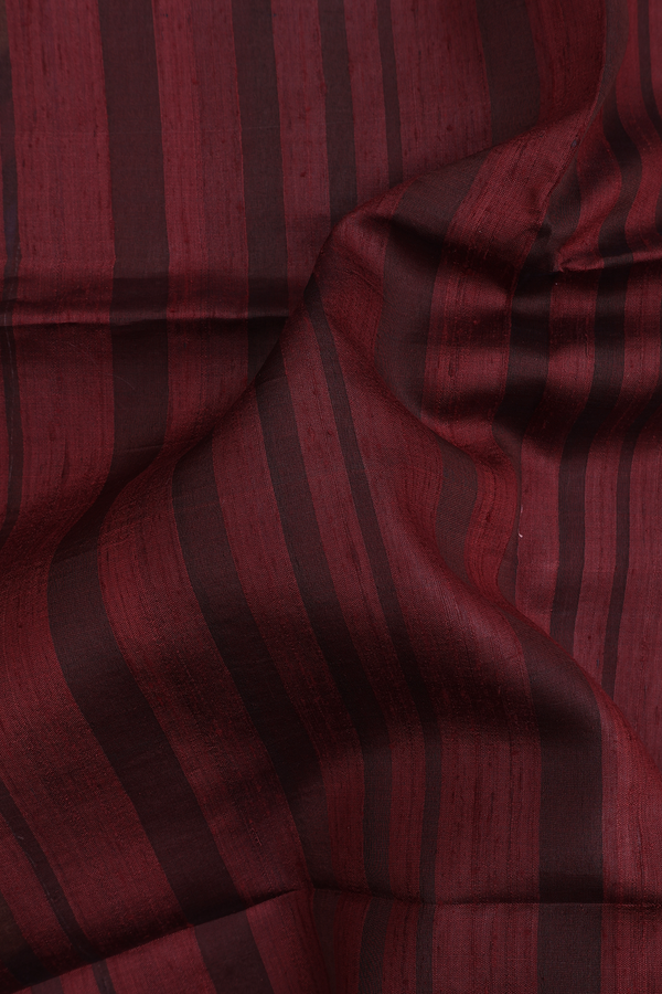 Tussar Silk Saree In Maroon With Stripes Design