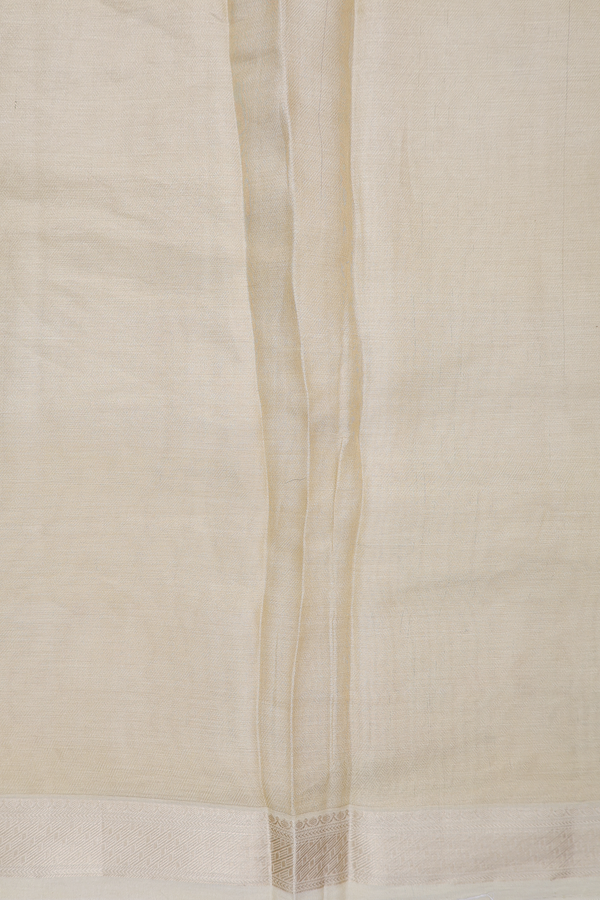 Tussar Silk Saree In Tissue Light Yellow With Floral Buttas