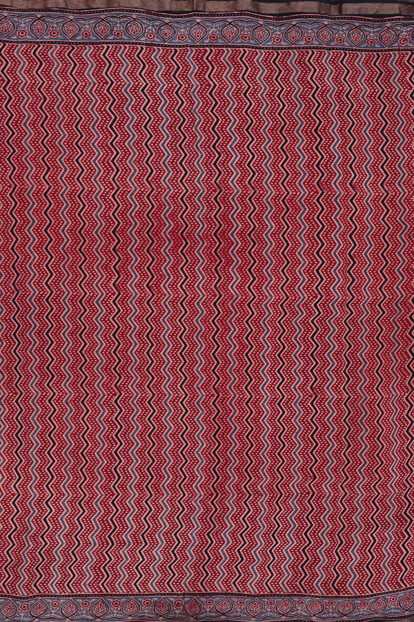 Georgette Saree In Red With Chevron Design