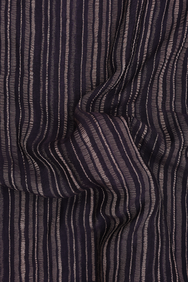 Georgette Saree In Deep Purple With Stripes Design