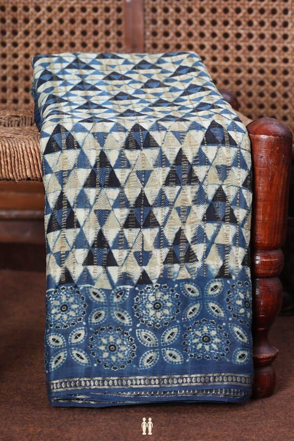 Georgette Saree In Multicolor With Triangle Design