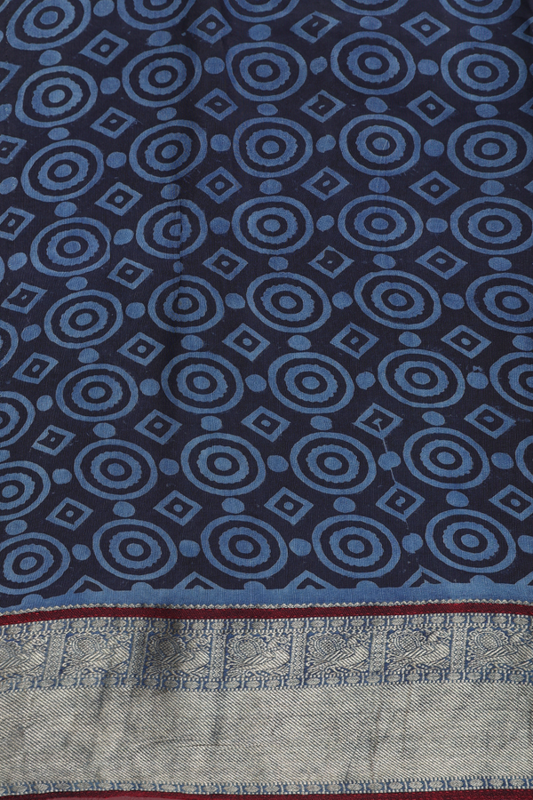 Georgette Saree In Dusty Blue With Floral Design