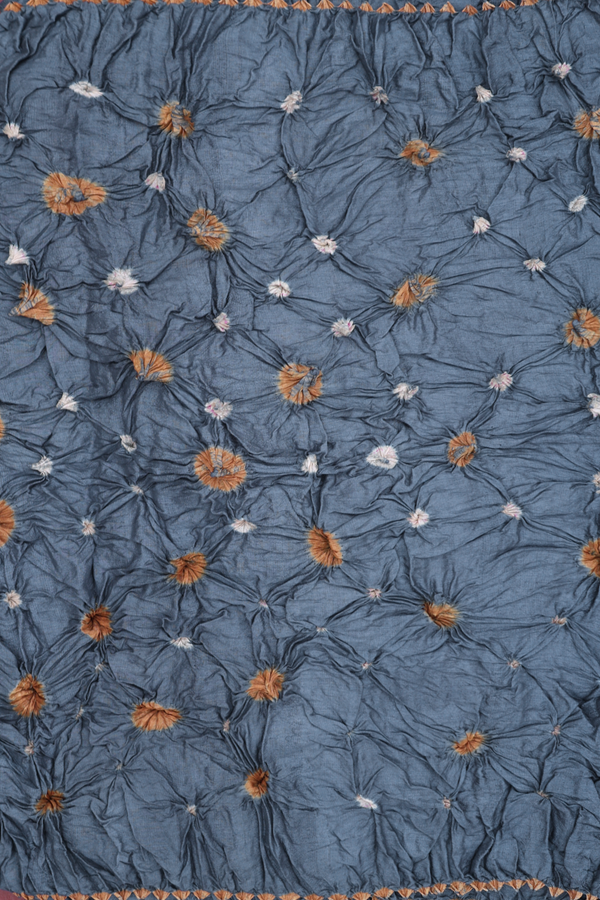 Bandhani Silk Saree In Grey With Tie And Dye Design