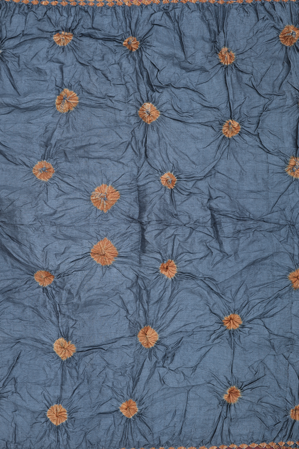 Bandhani Silk Saree In Grey With Tie And Dye Design