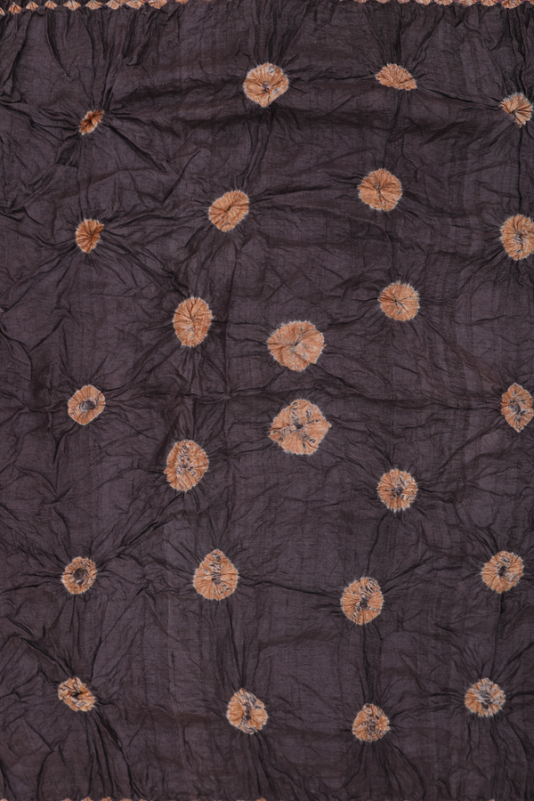 Bandhani Silk Saree In Dark Brown With Tie And Dye Design