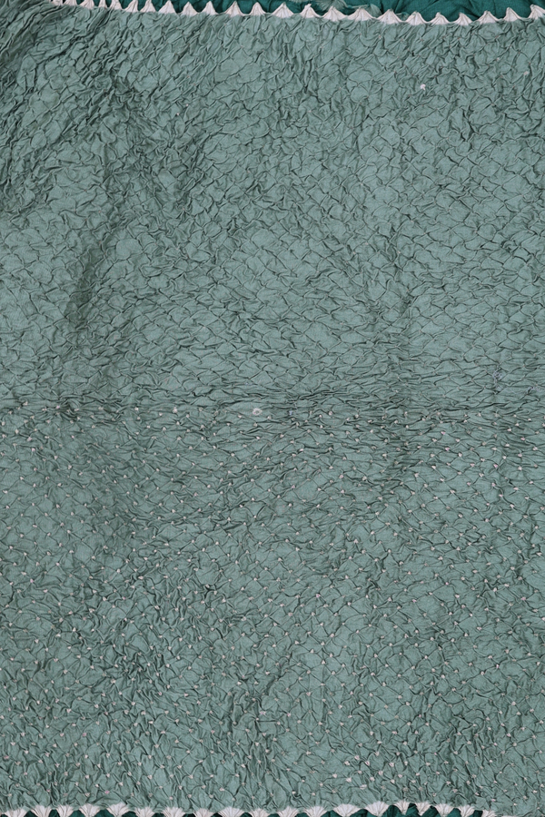 Bandhani Silk Saree In Dark Green Tie And Dye Design