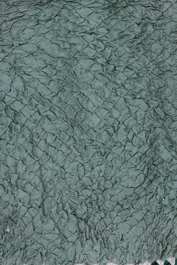 Bandhani Silk Saree In Dark Green Tie And Dye Design