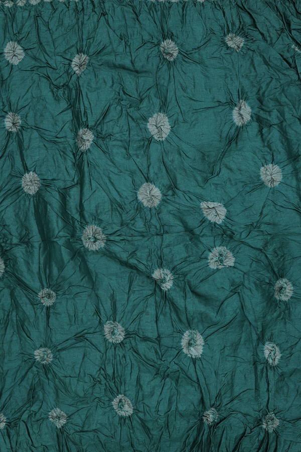 Bandhani Silk Saree In Dark Green Tie And Dye Design