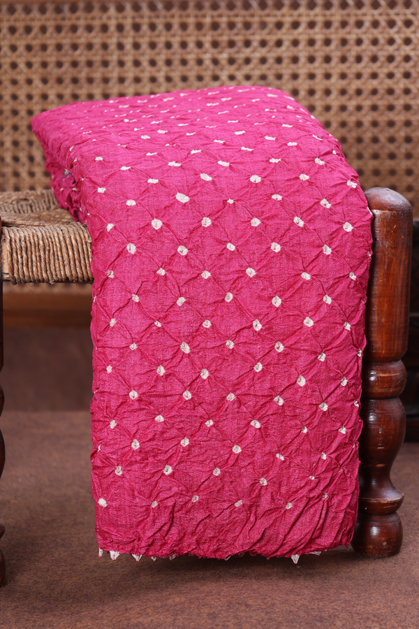 Bandhani Silk Saree In Rose Red With Tie And Dye Design