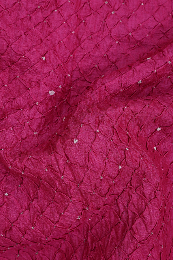 Bandhani Silk Saree In Rose Red With Tie And Dye Design