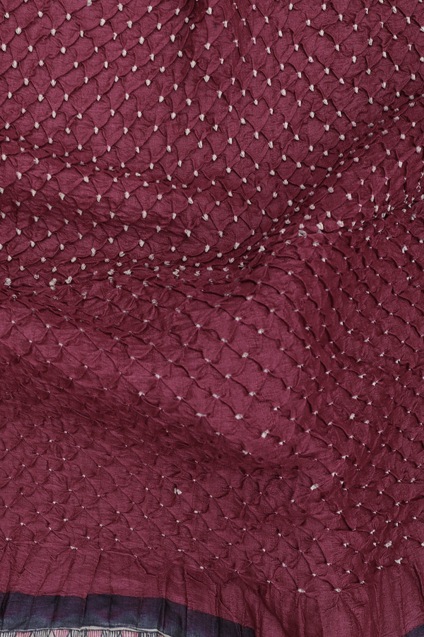 Bandhani Silk Saree In Berry Red With Tie And Dye Design