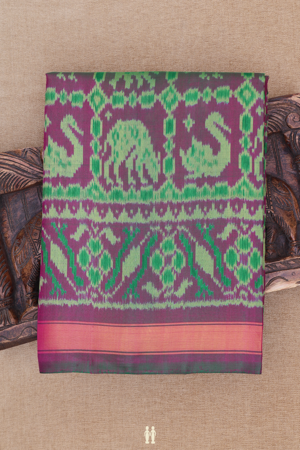 Patola Silk Saree In Dual Tone With Elephant Design