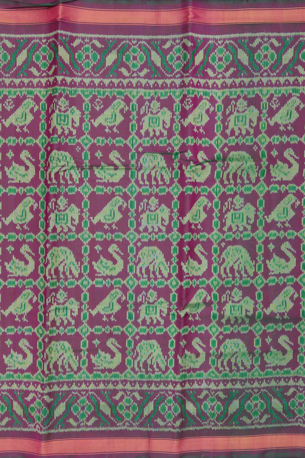 Patola Silk Saree In Dual Tone With Elephant Design