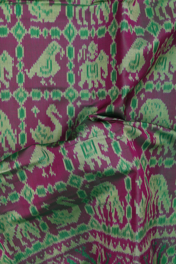 Patola Silk Saree In Dual Tone With Elephant Design