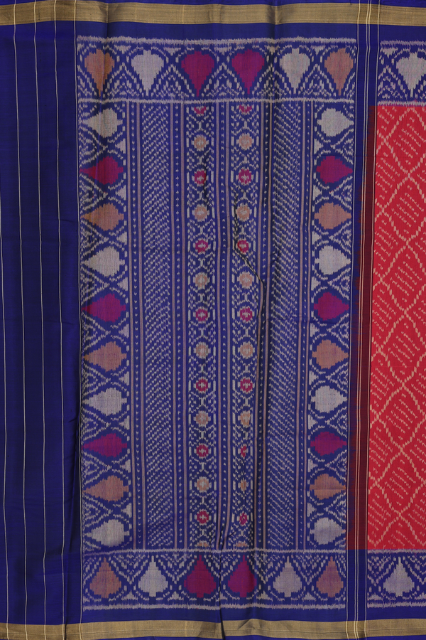 Patola Silk Saree In Red With Ogee Design