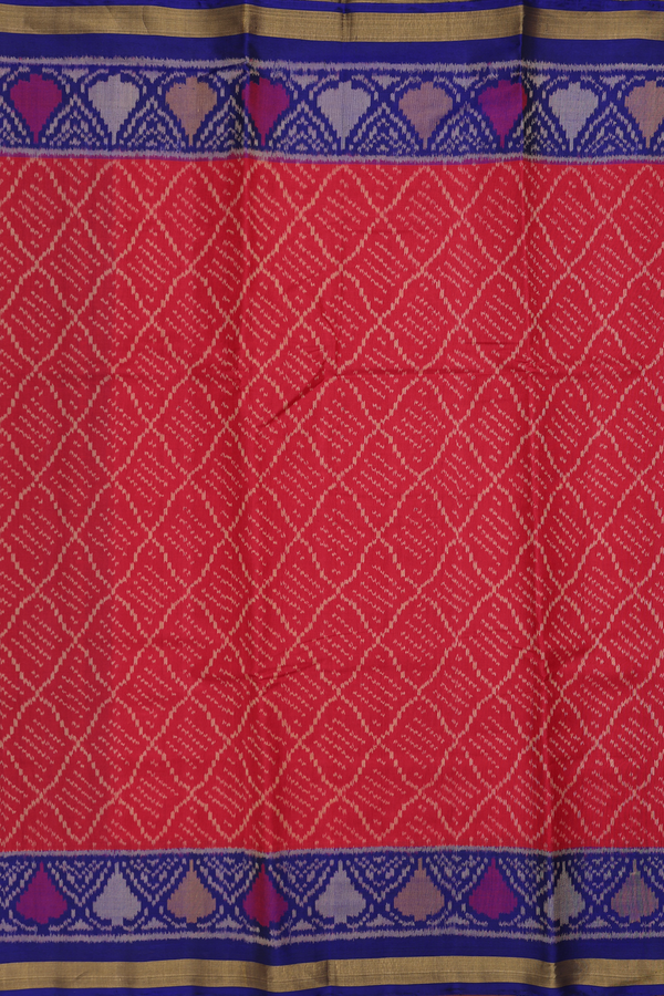 Patola Silk Saree In Red With Ogee Design