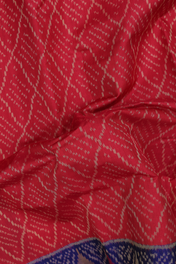 Patola Silk Saree In Red With Ogee Design