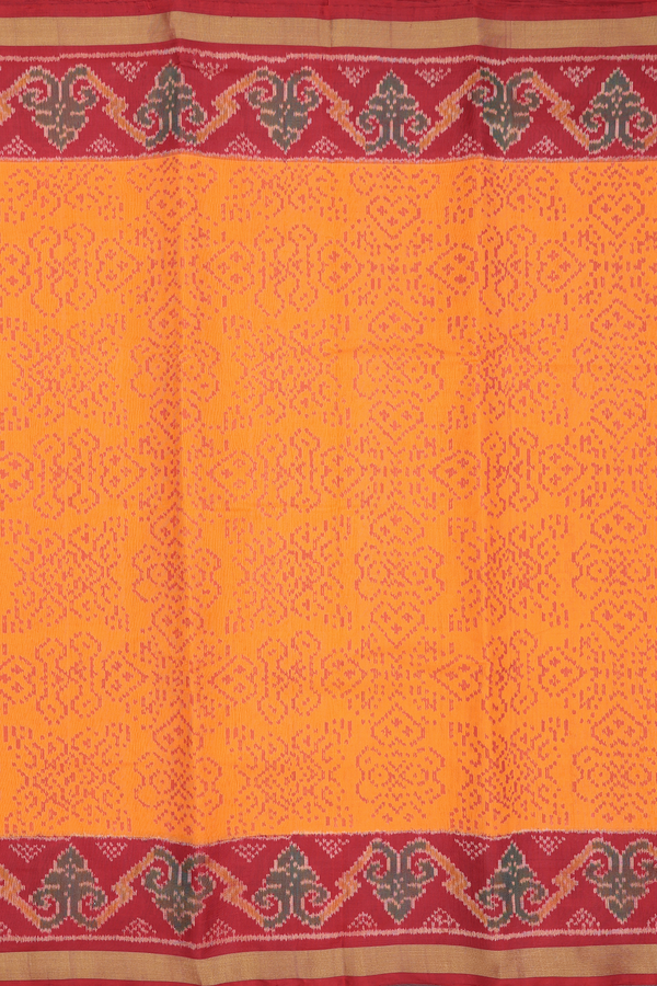 Patola Silk Saree In Bright Orange With Ikat Design