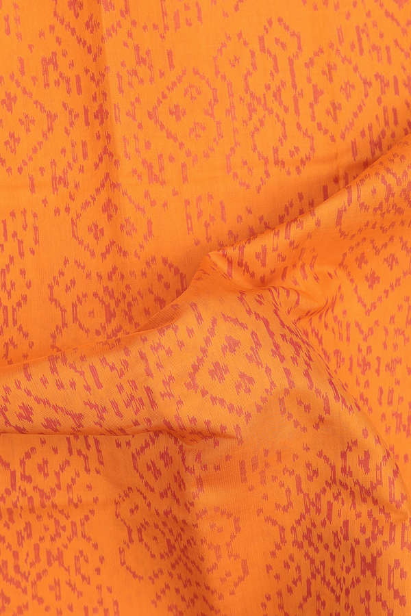 Patola Silk Saree In Bright Orange With Ikat Design
