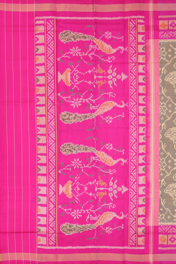 Patola Silk Saree In Cardamom Green With Ikat Design