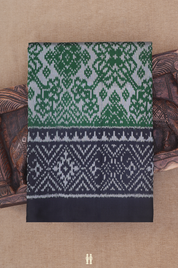 Patola Silk Saree In Grey With Ikat Design
