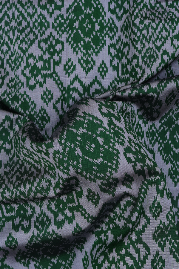 Patola Silk Saree In Grey With Ikat Design